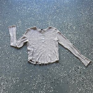 wild fable Long Sleeve Grey Pointelle Blouse